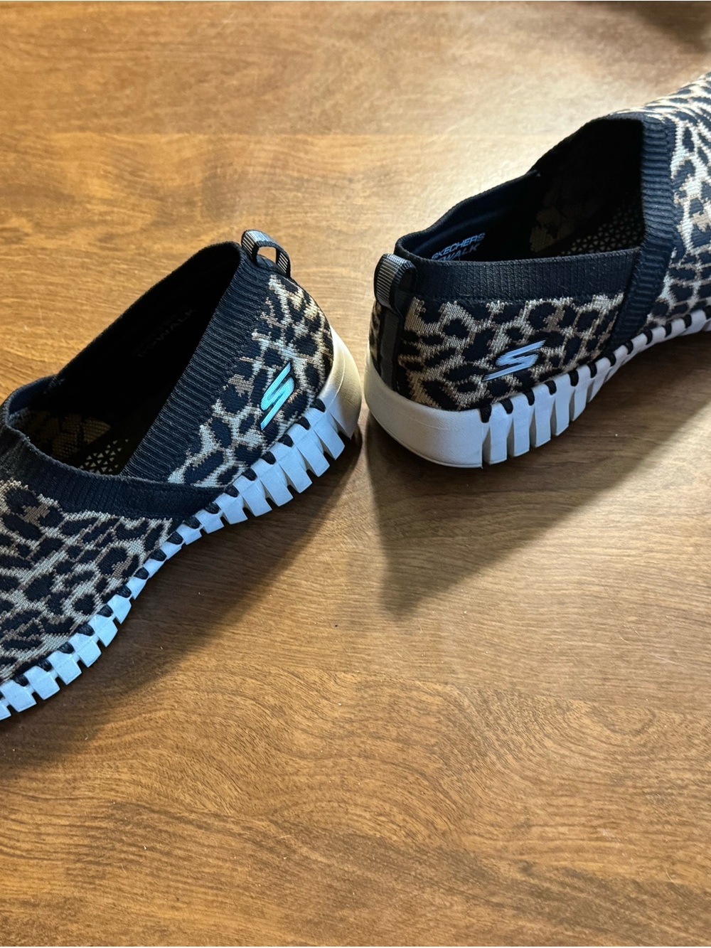 Skechers Slip-On Sneakers with Leopard Knit Upper - Black/Tan - Picture 2 of 6